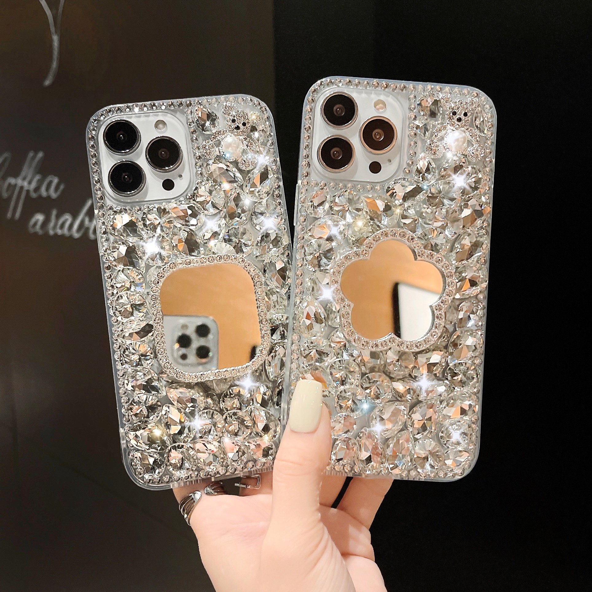 glitter bling shiny mirror fashion luxury manufacture kickstand diamond phone cover case for iphone 16 15 14 13 12 11 xrsmax 678