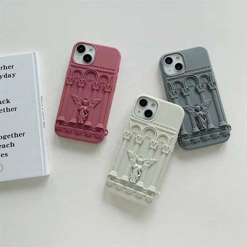INS Wind Solid Color Prayer Angel Creative Drop Proof Phone Cases For iPhone 11 12 13 14 Pro Max Mobile Back Cover