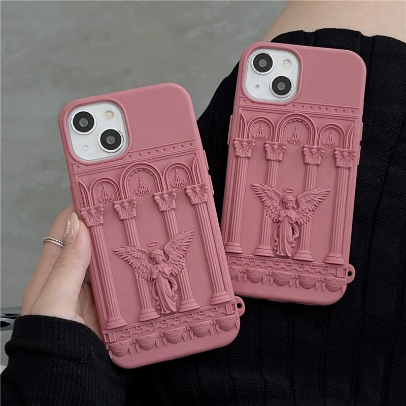 INS Wind Solid Color Prayer Angel Creative Drop Proof Phone Cases For iPhone 11 12 13 14 Pro Max Mobile Back Cover