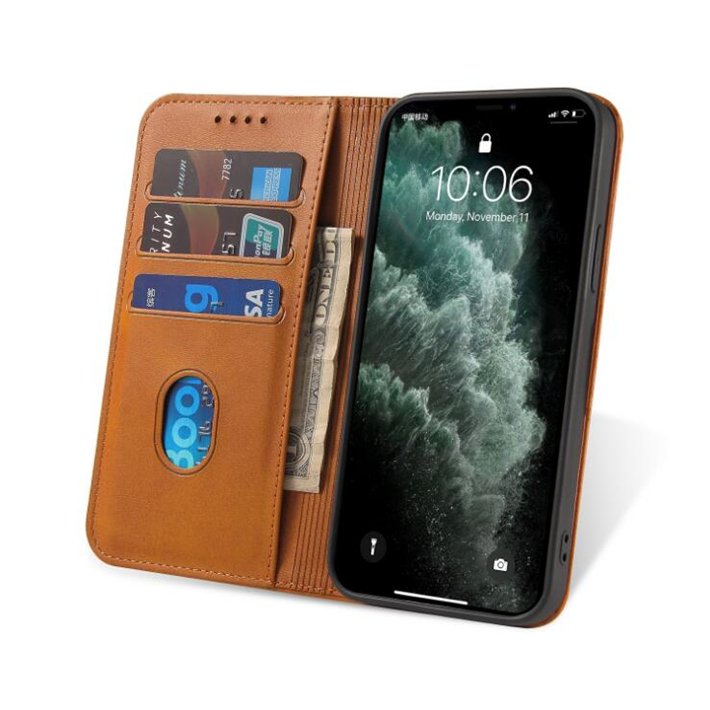 2024 New Arrival Leather Phone Case For iPhone 14 Magnetic Wallet Phone Case For Samsung Galaxy A11 PU Flip Case For A71