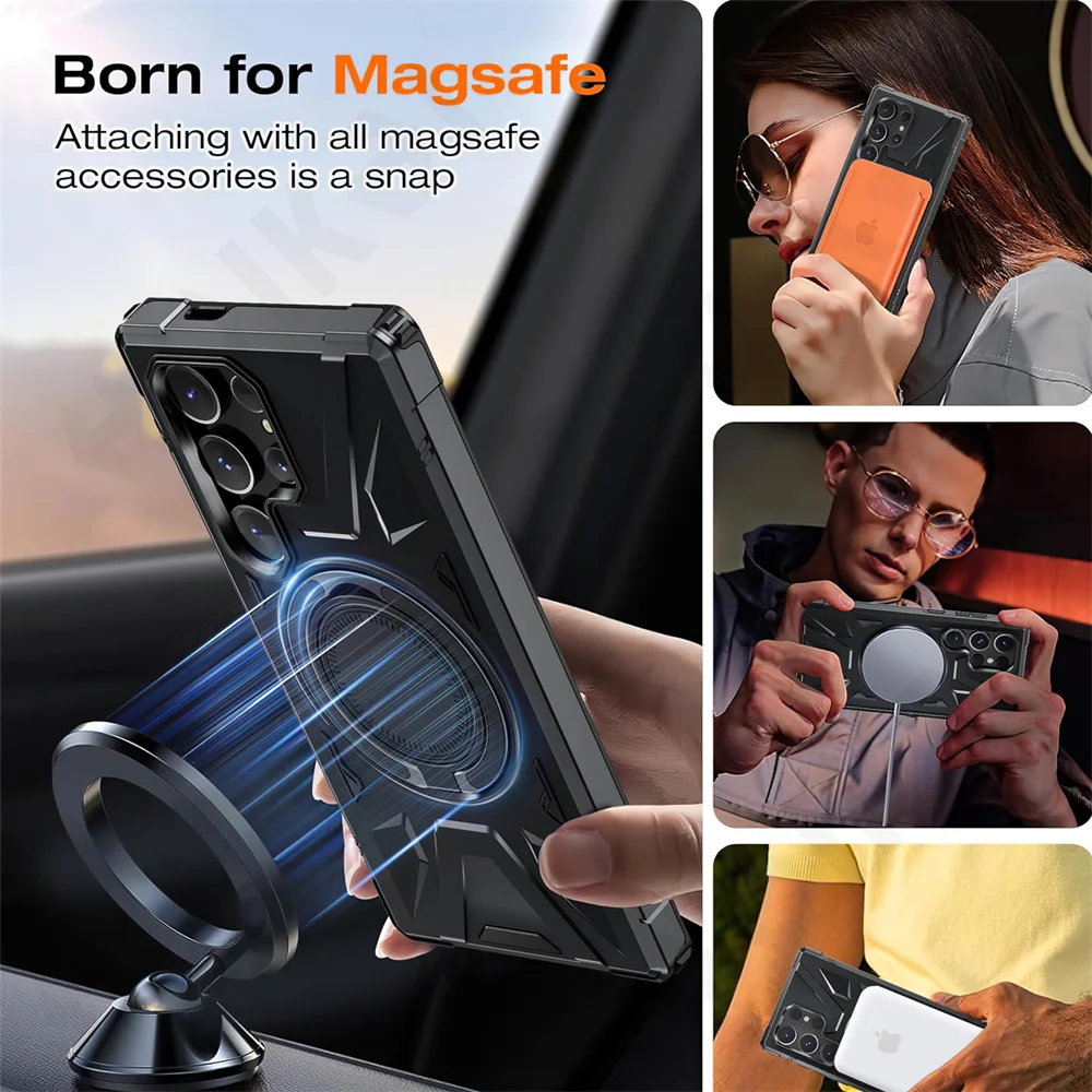Built in Kickstand Full Coverage Protective Phone Case For Samsung Galaxy S24 S23 S22 Ultra Plus
