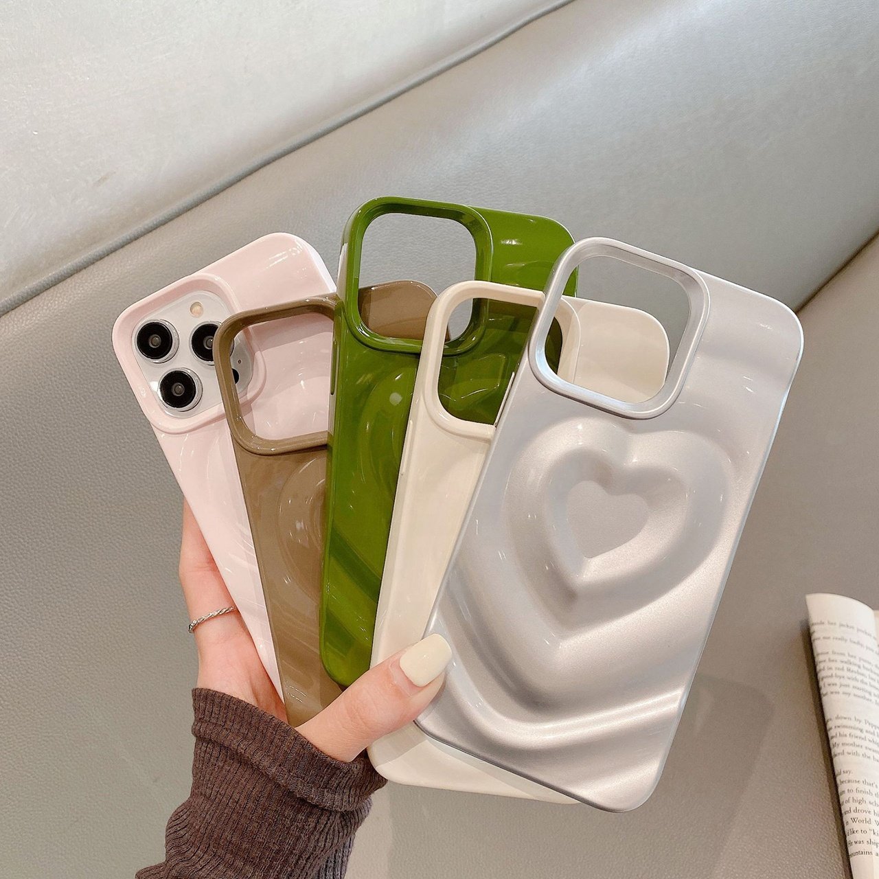 Ins Hot Heart Design Soft TPU Flexible Mobile Phone Case for iPhone 15 14 13 pro max Girly Starry Shiny Woman Smart Phone Cover