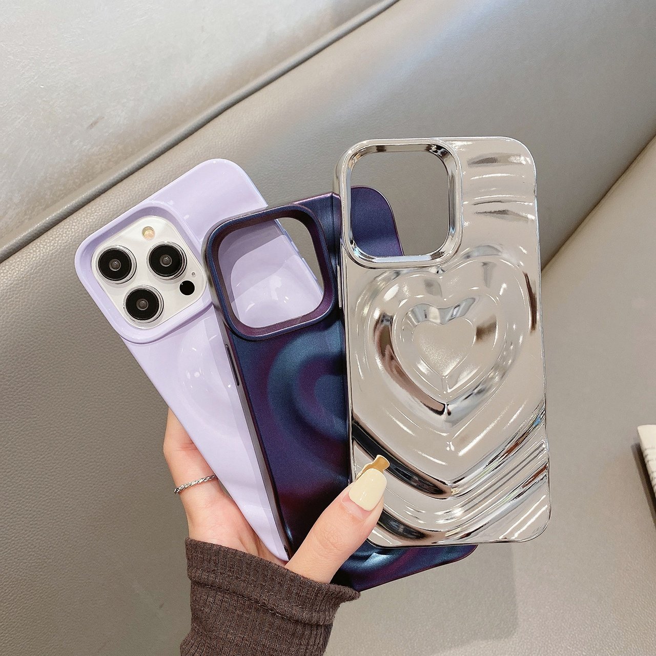 Ins Hot Heart Design Soft TPU Flexible Mobile Phone Case for iPhone 15 14 13 pro max Girly Starry Shiny Woman Smart Phone Cover