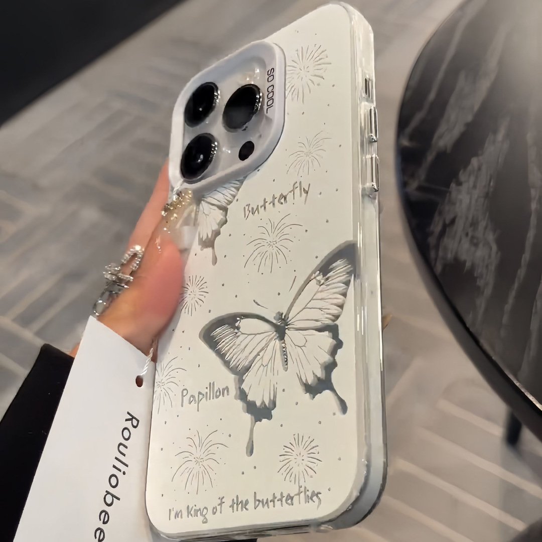 Factory Wholesale IMD Butterfly Shockproof Mobile Phone Case for iPhone 13 14 15 Plus 16 Pro Max 16 Plus fundas celulares