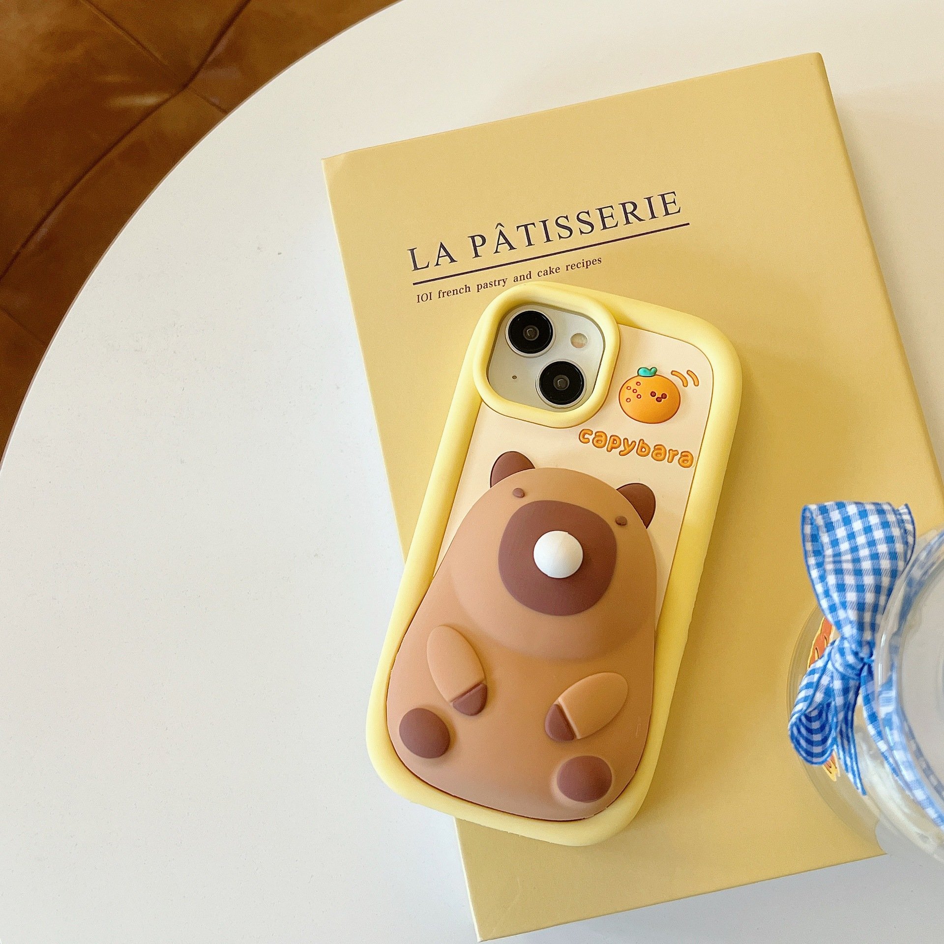Cute capybara Blow bubbles Silicone Mobile Phone Case For iPhone 16 15 14 13 12 11 Pro max custom Cartoon Shockproof Back Cover