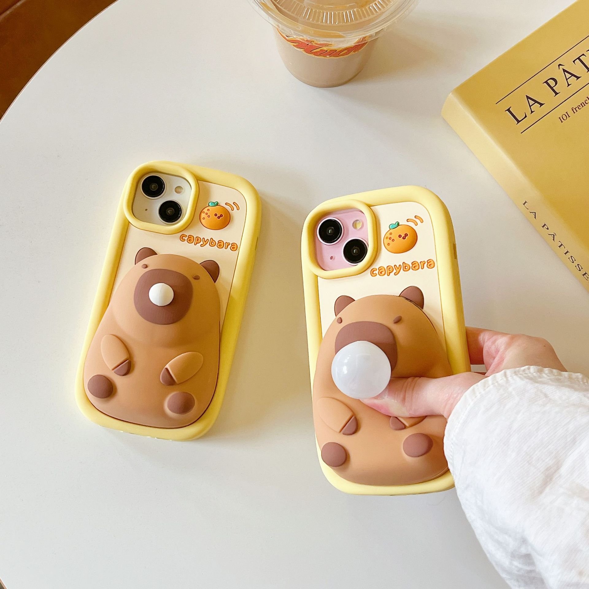 Cute capybara Blow bubbles Silicone Mobile Phone Case For iPhone 16 15 14 13 12 11 Pro max custom Cartoon Shockproof Back Cover