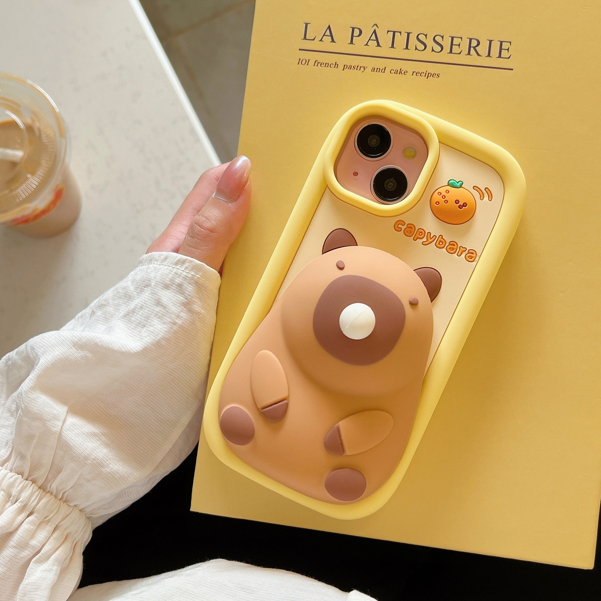 Cute capybara Blow bubbles Silicone Mobile Phone Case For iPhone 16 15 14 13 12 11 Pro max custom Cartoon Shockproof Back Cover