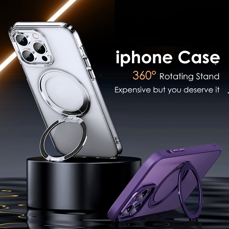360 Degree Rotation Stand Holder Matte Phone Case Magnetic Wireless Charging For iPhone 15 14 Plus 13 Pro Max 12 11 14Pro 13Pro