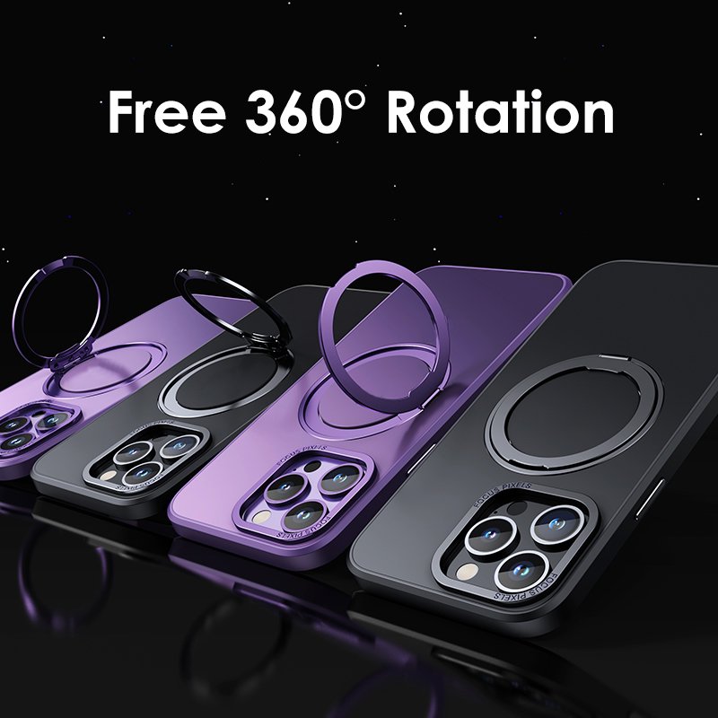360 Degree Rotation Stand Holder Matte Phone Case Magnetic Wireless Charging For iPhone 15 14 Plus 13 Pro Max 12 11 14Pro 13Pro