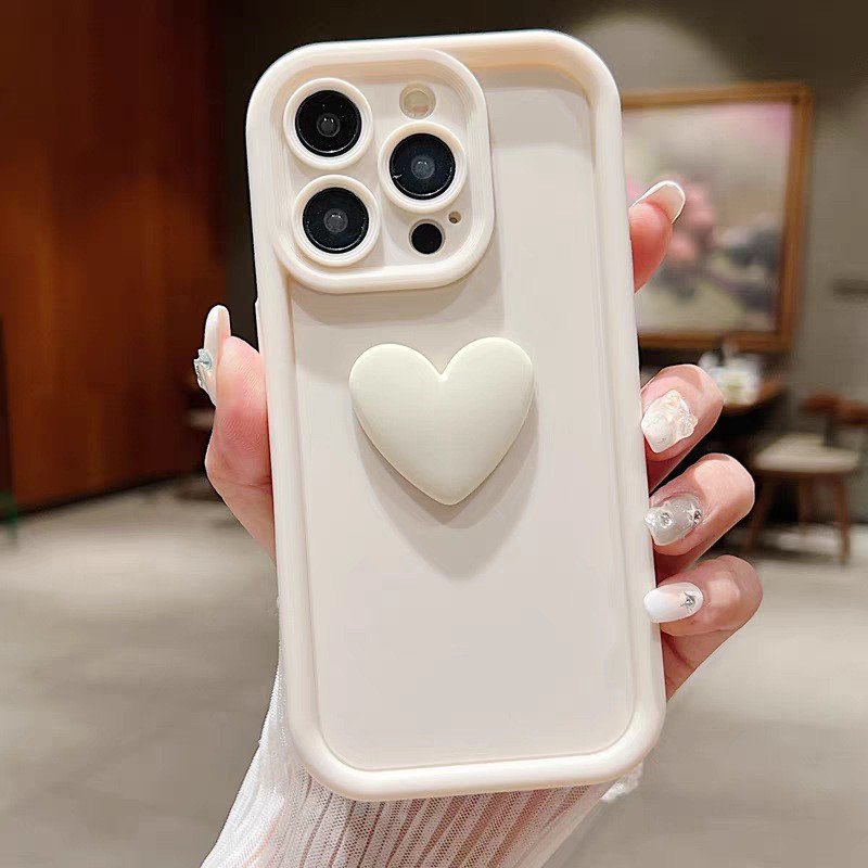 INS stylish 3D love heart mobile phone case for iPhone16 15 14 13 12 11 pro soft TPU colorful phone case for iPhone XR/XS/8