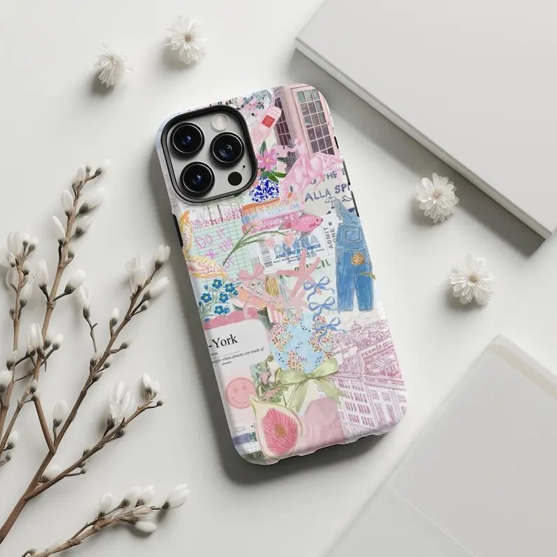 Pink Coquette Collage Phone Case For IPHONE 15PRO MAX 14 13 12 11 PRO Plus 15pro Acrylic TPU Two in one Mobile Phone Cases