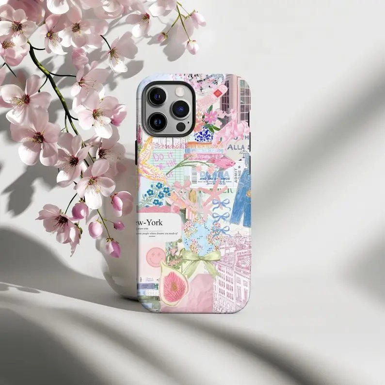 Pink Coquette Collage Phone Case For IPHONE 15PRO MAX 14 13 12 11 PRO Plus 15pro Acrylic TPU Two in one Mobile Phone Cases