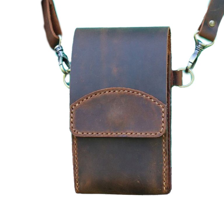 Handmade Real Leather Belt Clip Flip Waist Cell Phone Cover Leather Pouch, Leather Phone Cross body Case OEM & FBA Product