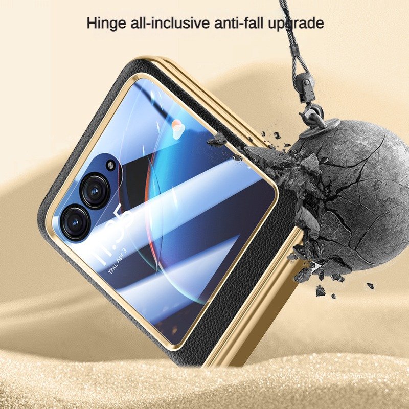 For Moto Razr 40 Ultra Electroplated leather patterned hinge case For Moto Razr 40 Ultra Skin Friendly folding mobile phone case