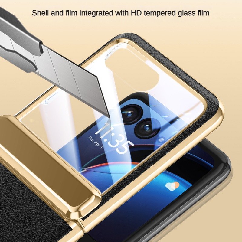 For Moto Razr 40 Ultra Electroplated leather patterned hinge case For Moto Razr 40 Ultra Skin Friendly folding mobile phone case