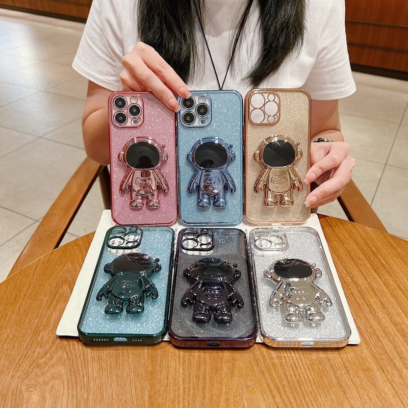 2023 Hot Sell Flash Astronaut Holder Mobile Phone case for iPhone 11 12 13 14 Pro Max XS XR 14 Plus Protective Cover