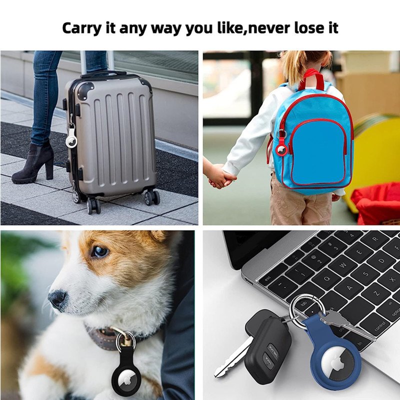 4 Pack High Quality Silicon Air tag Case Key Ring Airtag Keychain Holder Case For Apple Airtag