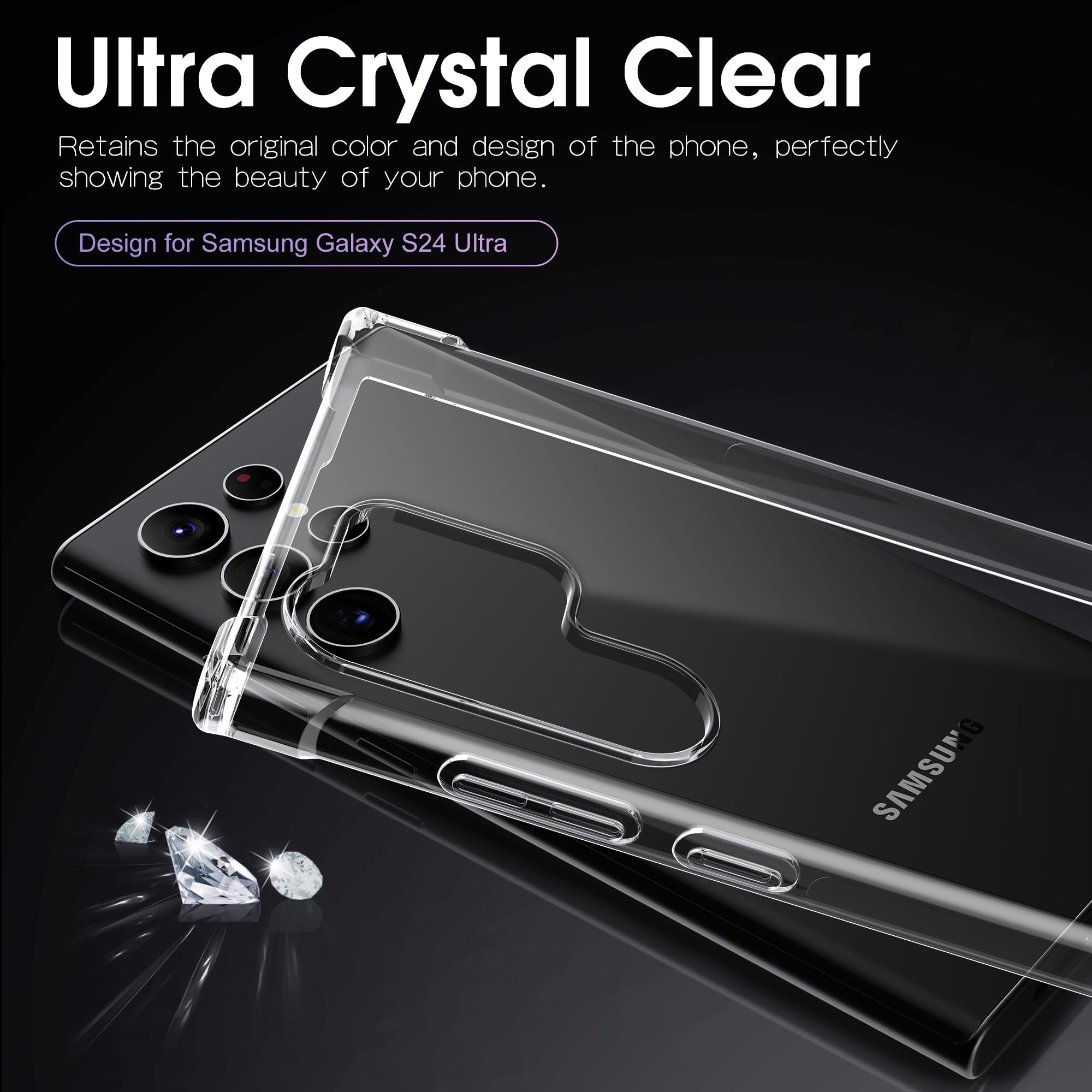 1.5mm Shockproof Clear TPU Mobile Phone Case for Samsung S24 Ultra