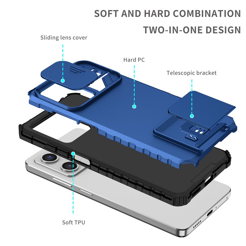 For Poco X5 Pro 5G Case Kickstand Slide Lens Armor Shockproof Phone Case For Pocox5pro Poko Little X5pro X 5 Pro 5X Back Cover