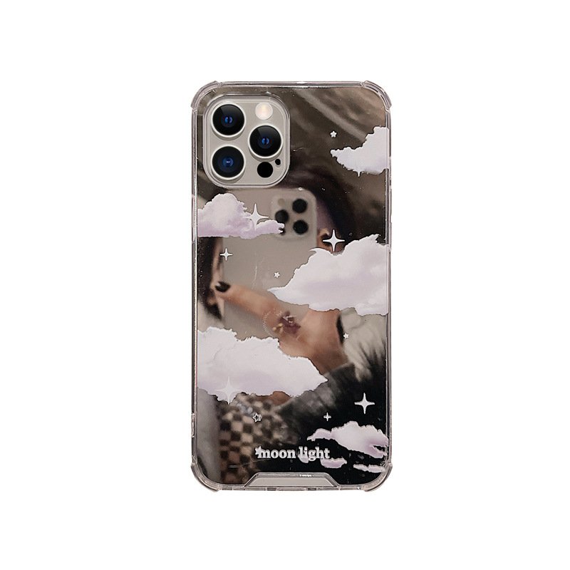 Cute 3D White Clouds Mirror Stylish Phone Case For iPhone 13 12 11 Pro XS Max X XR 7 8 Plus Shockproof Soft Back Cover 15 case 15 case 16