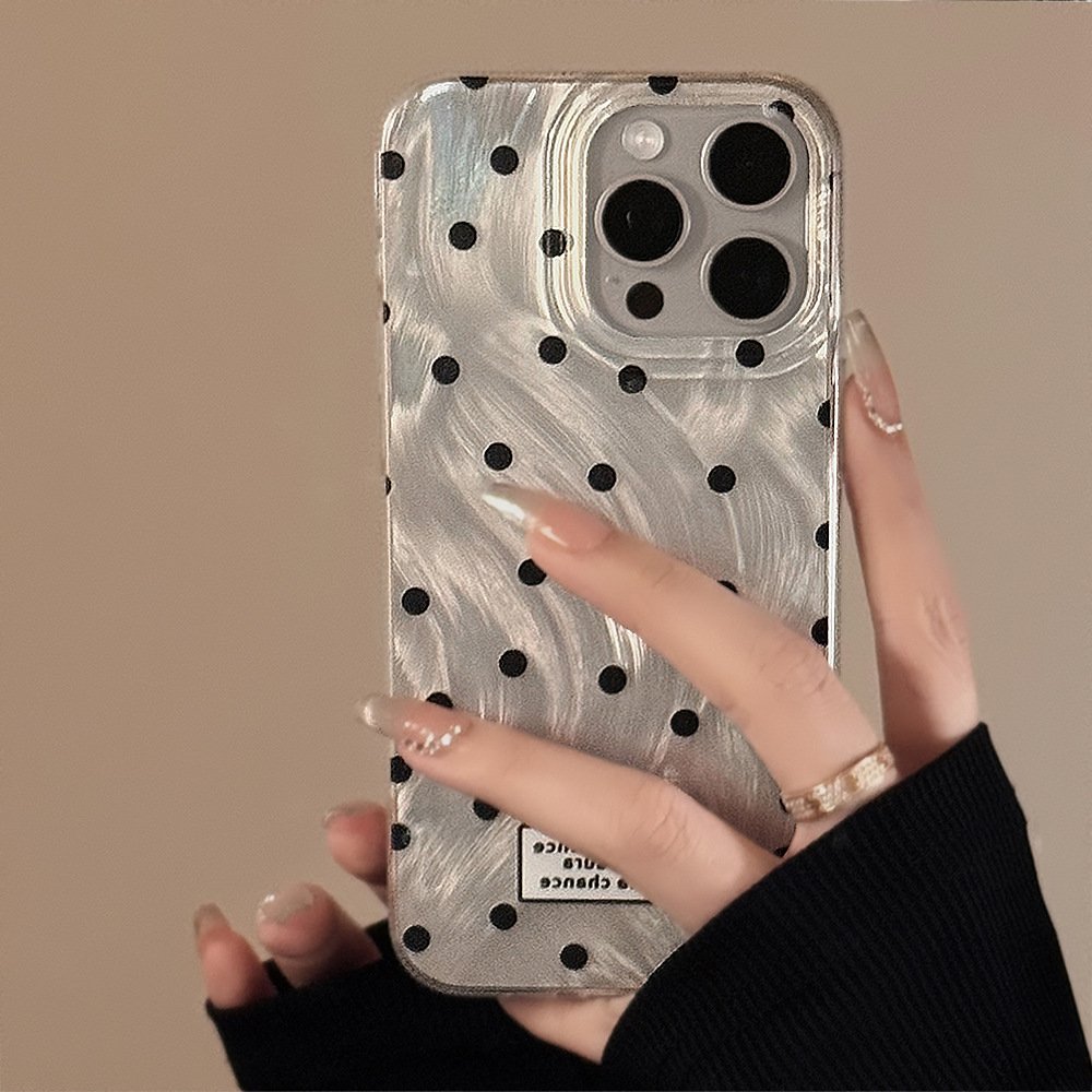 Hard PC Protective Shell For iPhone 15 14 13 12 11 Pro Max Fashion Black Round Dot Mobile Phone Case