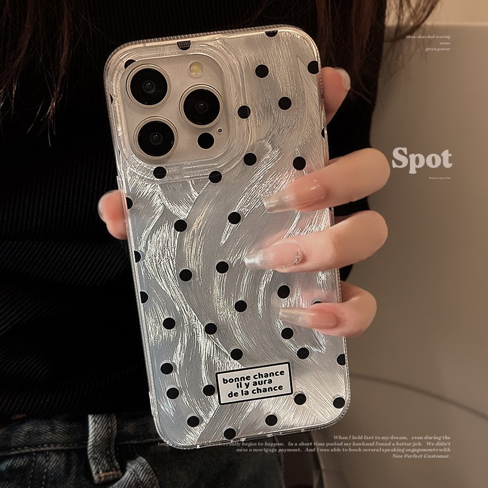 Hard PC Protective Shell For iPhone 15 14 13 12 11 Pro Max Fashion Black Round Dot Mobile Phone Case