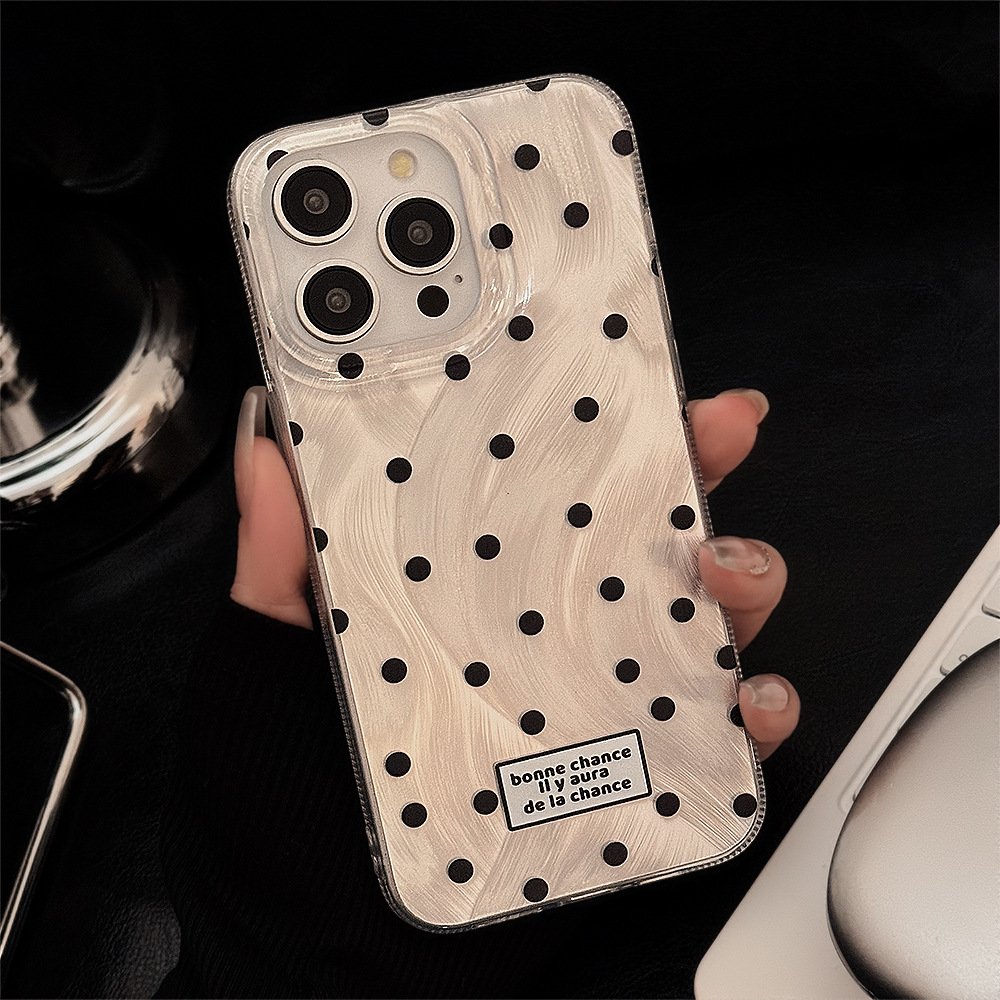 Hard PC Protective Shell For iPhone 15 14 13 12 11 Pro Max Fashion Black Round Dot Mobile Phone Case