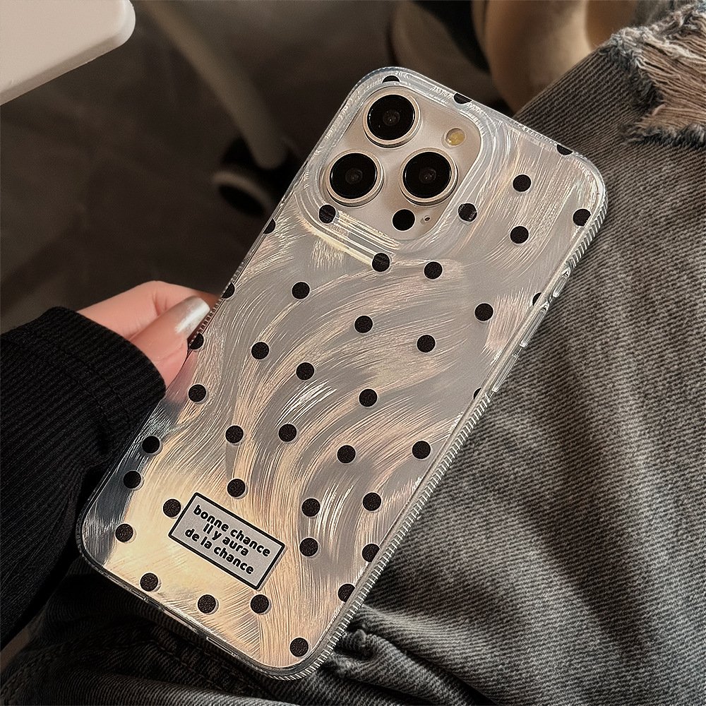 Hard PC Protective Shell For iPhone 15 14 13 12 11 Pro Max Fashion Black Round Dot Mobile Phone Case
