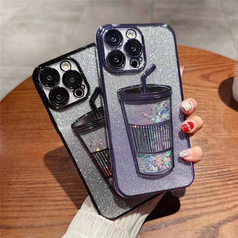 2024 Luxury Design Lens Quicksand Glitter Sand Cell Smart Mobile Phone Case For iphone 15 14 13 12 11 Pro Max