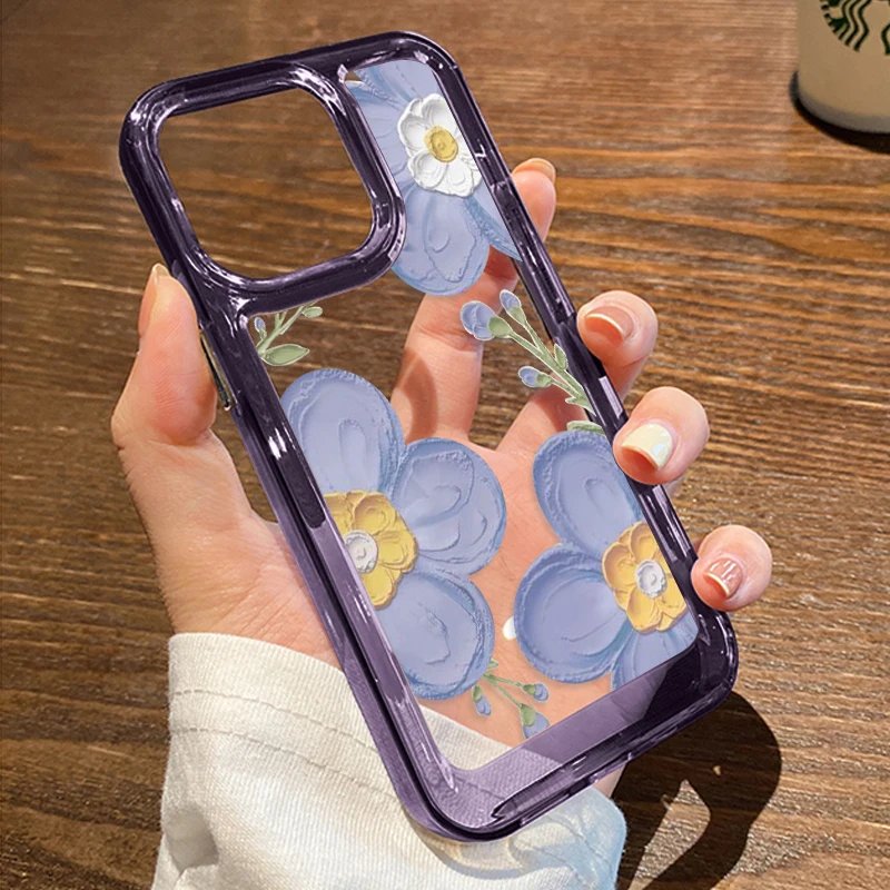 Oil Painting Flower Phone Case For iPhone 14 Pro Max Case iPhone 13 11 12 15 Pro Max 7 8 Plus XR XS Max X SE Shockproof Cover