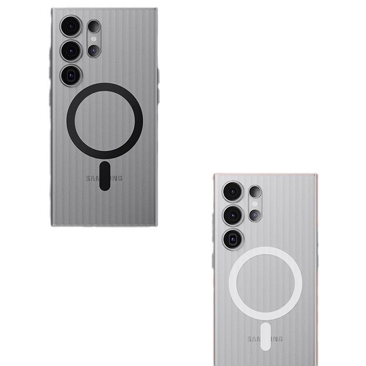 For Samsung Galaxy S24 Ultra Anti-Skid Frame Corrugated Protective Cover Frosted Magnetic Mobile Phone Case 5g Weight