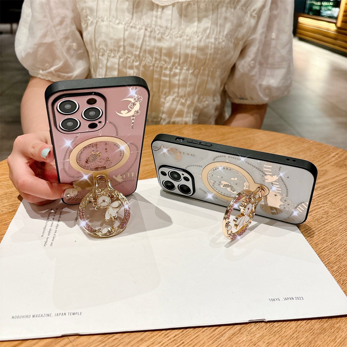 2024 New Luxury Phone Cover,For Iphone 16 15 14 13 Pro Max Rhinestones Case & Magnetic Ring Holder Stand Cases