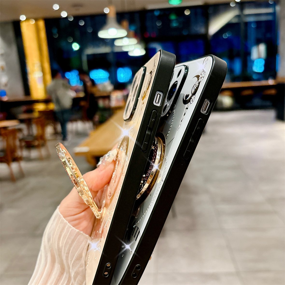 2024 New Luxury Phone Cover,For Iphone 16 15 14 13 Pro Max Rhinestones Case & Magnetic Ring Holder Stand Cases
