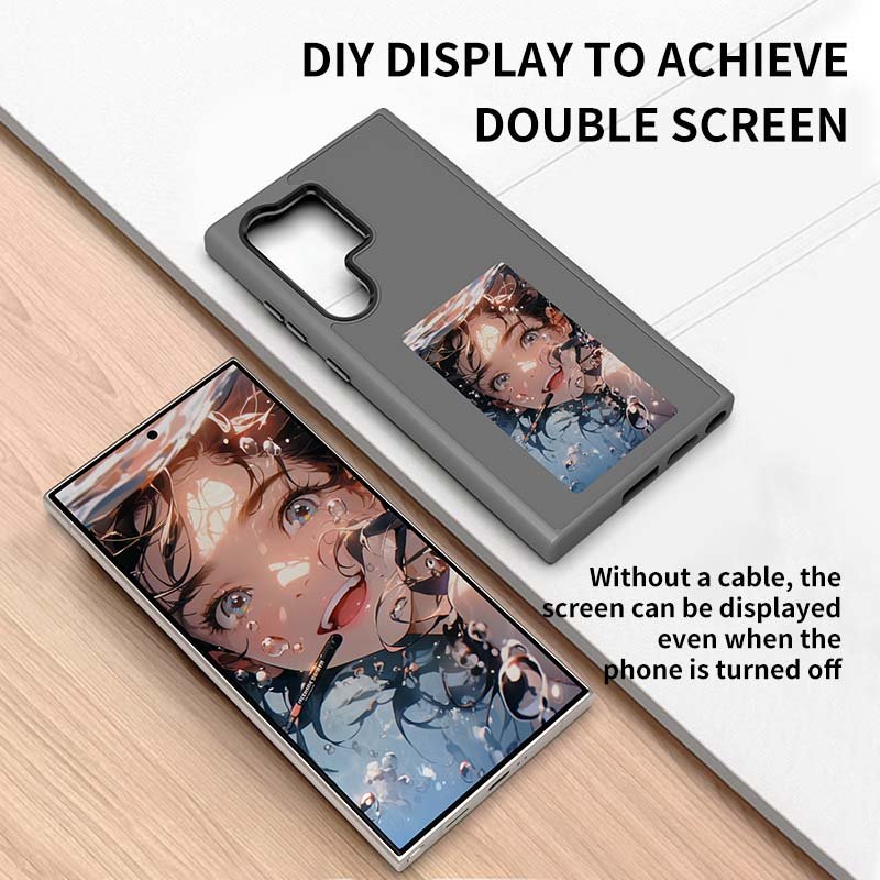 E Ink Screen Display Cute Case For Girls 360 Bumper Premium Shockproof Mobile Phone Case For Samsung Galaxy S24plus s22 ultra