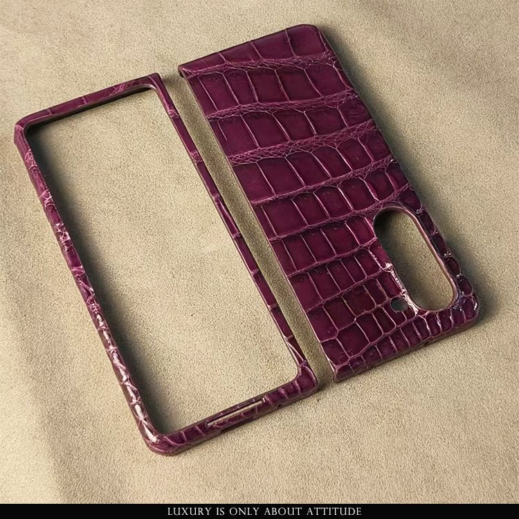New style high quality genuine glossy crocodile leather mobile phone case for Samsung Galaxy Z fold 5