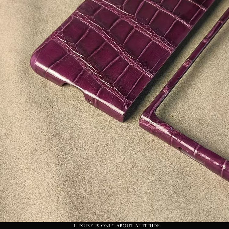 New style high quality genuine glossy crocodile leather mobile phone case for Samsung Galaxy Z fold 5
