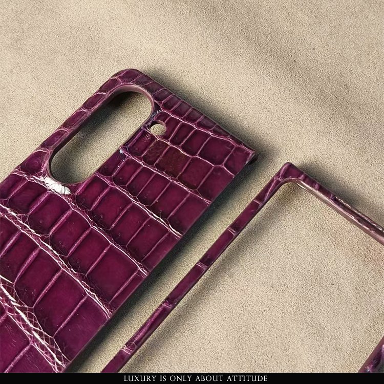 New style high quality genuine glossy crocodile leather mobile phone case for Samsung Galaxy Z fold 5