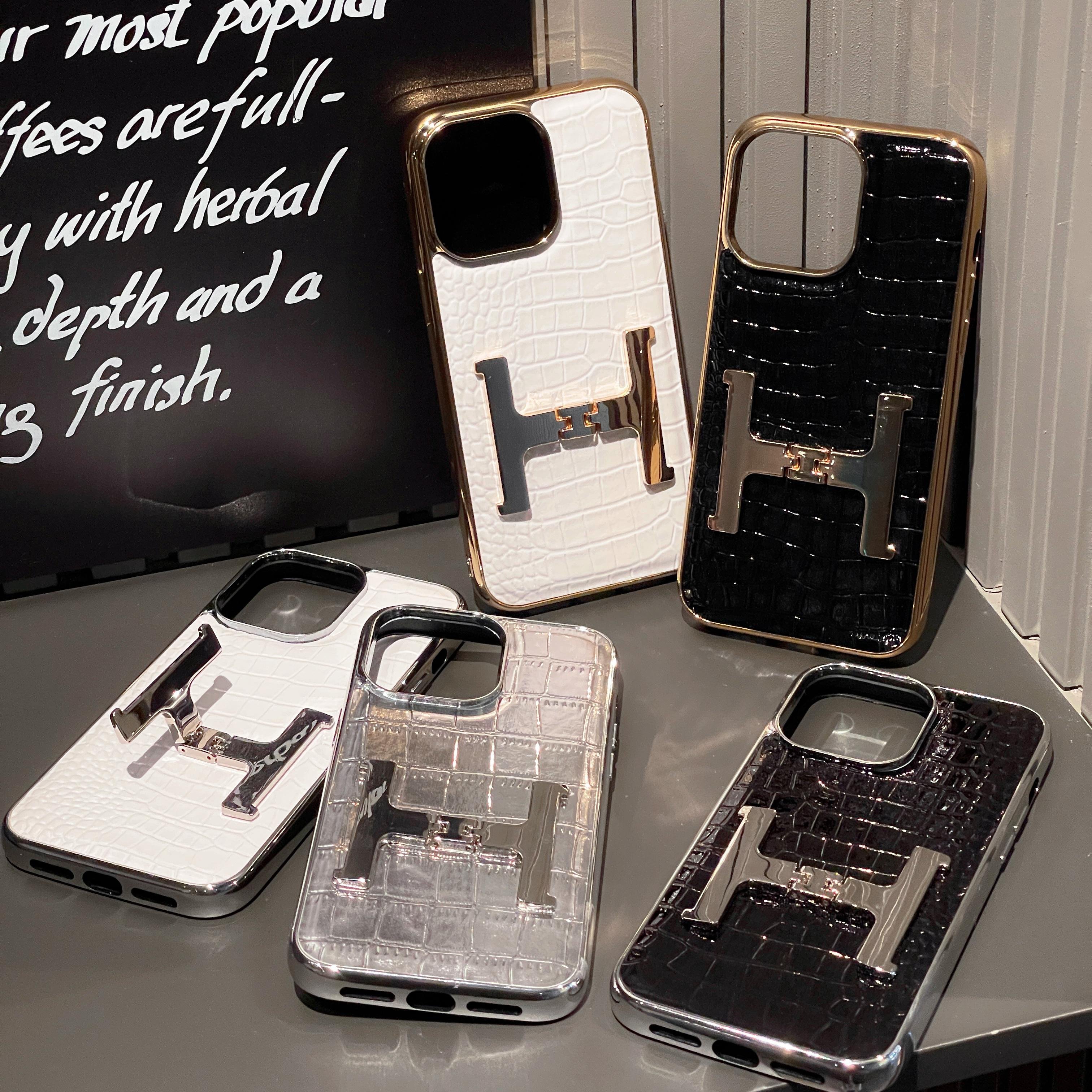 2024 New luxury designer style 16Promax electroplated stand crocodile print advanced mobile phone case for iPhone16 15 14 13 12
