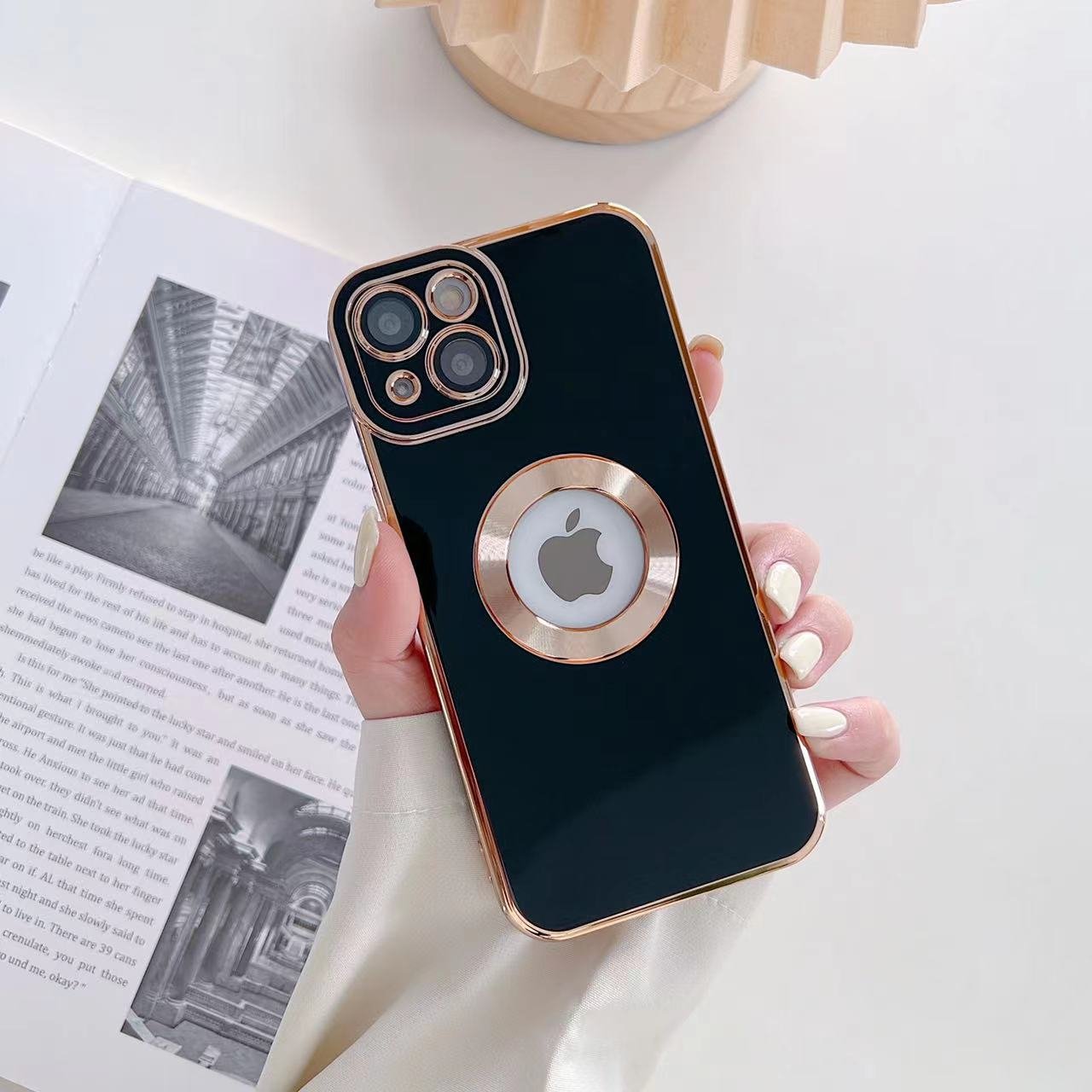 New phone Case Fine Hole Luxury 6D gold-plated soft TPU phone case with camera protection for iPhone 11 12 13 Pro Max