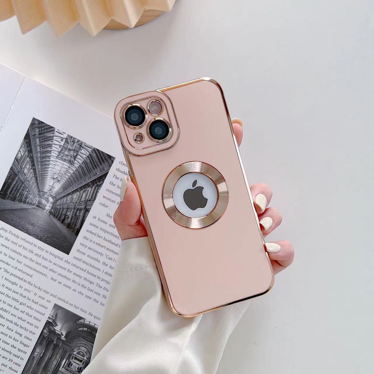 New phone Case Fine Hole Luxury 6D gold-plated soft TPU phone case with camera protection for iPhone 11 12 13 Pro Max