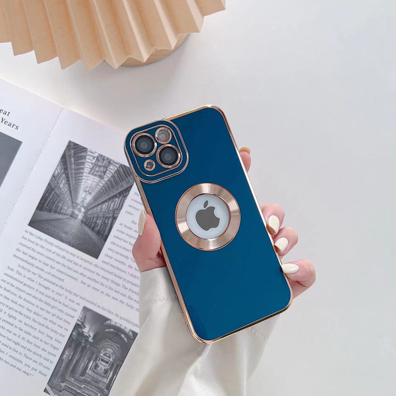New phone Case Fine Hole Luxury 6D gold-plated soft TPU phone case with camera protection for iPhone 11 12 13 Pro Max