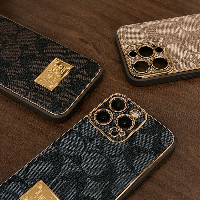 Popular fashion brand electroplated Leather Phone case for iphone 15 14 13 12 11 plus/pro/pro max Luxury phone case