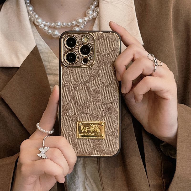 Popular fashion brand electroplated Leather Phone case for iphone 15 14 13 12 11 plus/pro/pro max Luxury phone case