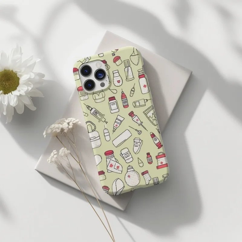 Green Nursing Collage Phone Case For IPHONE 15PRO MAX 14 13 12 11 PRO Plus 15pro Acrylic TPU Two in one Mobile Phone Cases