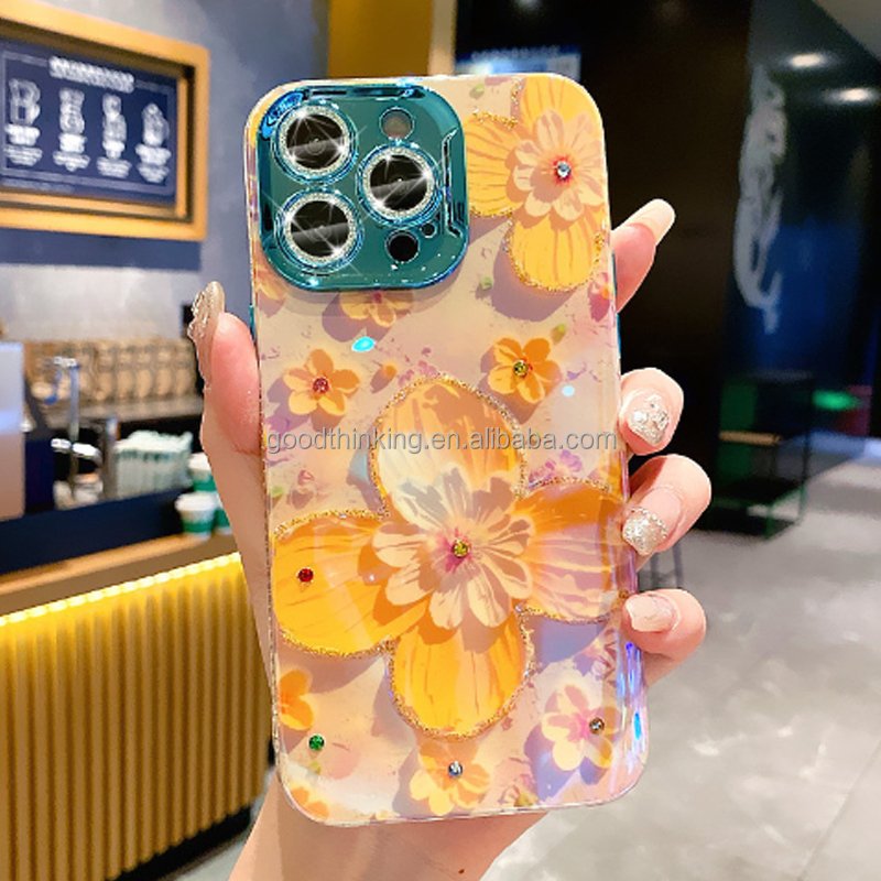 New design Girl woman fashion cellphone cover protection shell mobile phone case flower oil painting