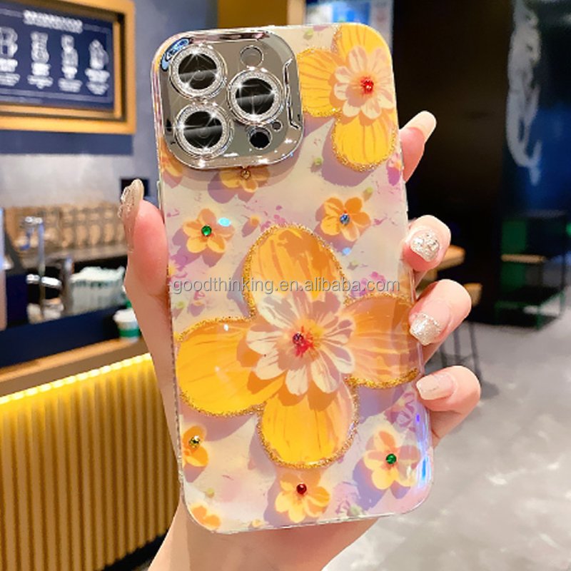 New design Girl woman fashion cellphone cover protection shell mobile phone case flower oil painting