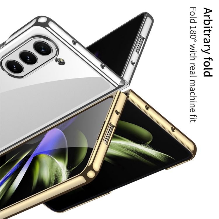 For Samsung Z fold 5 transparent phone case folding flip cover pc hard case solid color creative fold 5 protective case