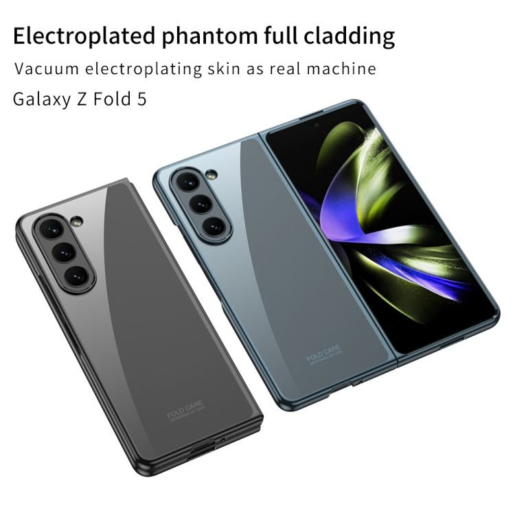 For Samsung Z fold 5 transparent phone case folding flip cover pc hard case solid color creative fold 5 protective case