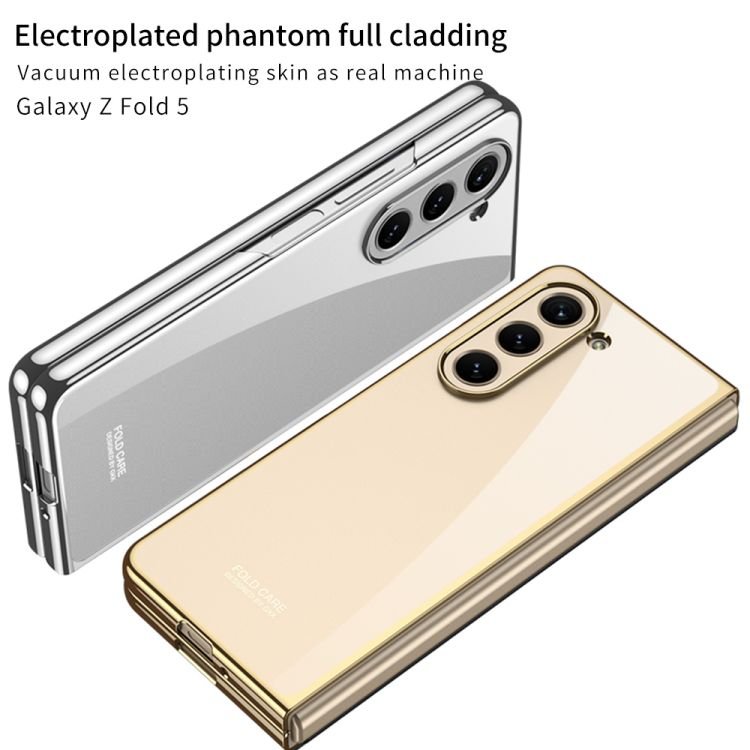 For Samsung Z fold 5 transparent phone case folding flip cover pc hard case solid color creative fold 5 protective case