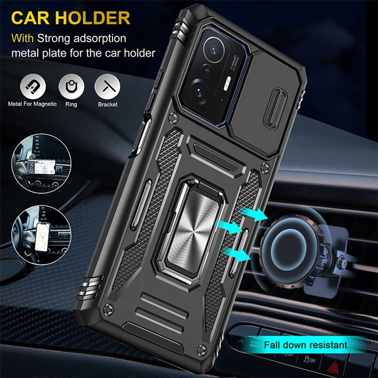 Magnetic Ring Kickstand for xiaomi 11t TPU PC Slide Camera Cover Coque Holder para Cell Mobile Phone case for xiaomi 11t pro